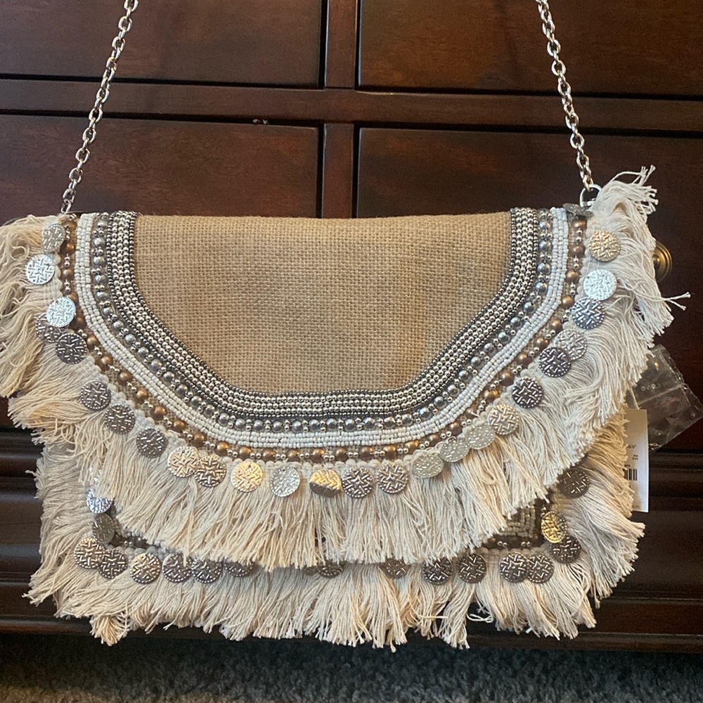 Boho burlap clutch